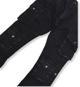 V DENIM - MULTI CARGO FLARE JEANS W/ METAL Black